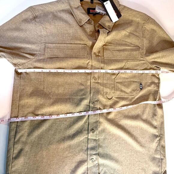 NWT  Bass Outdoor Men's Heathered Flannel Sandy Beige color, Button-Down Shirt. - Picture 16 of 16
